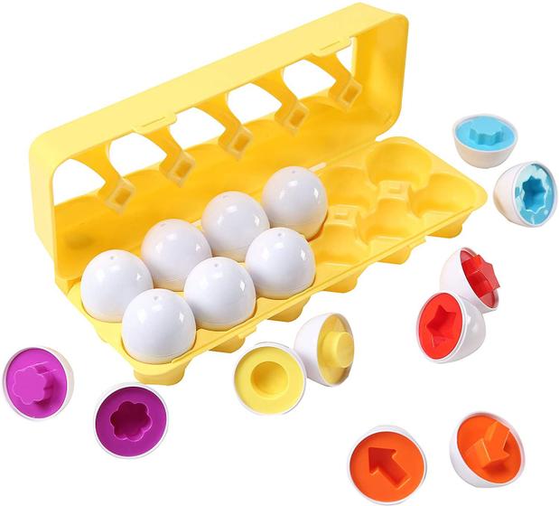 Imagem de Brinquedo de ovo divertido dimple - Brinquedos de Ovos de Páscoa STEM Infantil - Brinquedos de Reconhecimento de Forma para Crianças - Brinquedos de Classificação de Cores Educacionais - Brinquedos de Aprendizagem Montessori para Menino e Menina - Pla