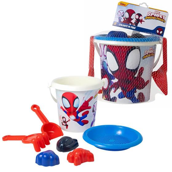 Imagem de Brinquedo de Praia Conjunto Balde de Areia Acessórios Spidey