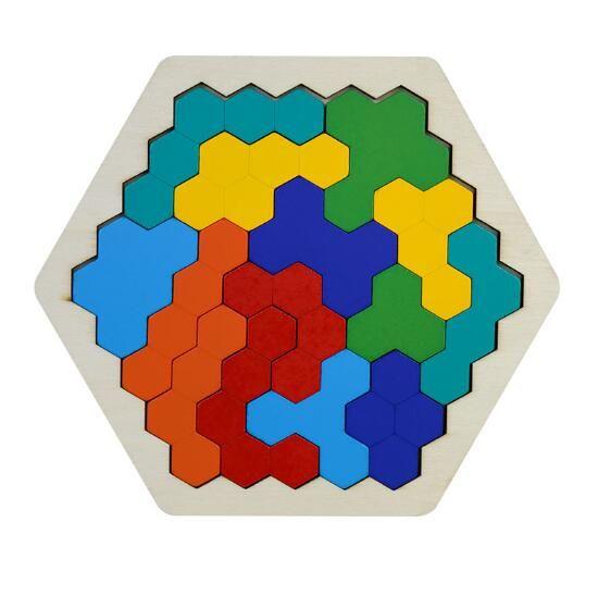 Imagem de Brinquedo de quebra-cabeça Wooden Tangram Jigsaw Brain Tetris Game ZXH