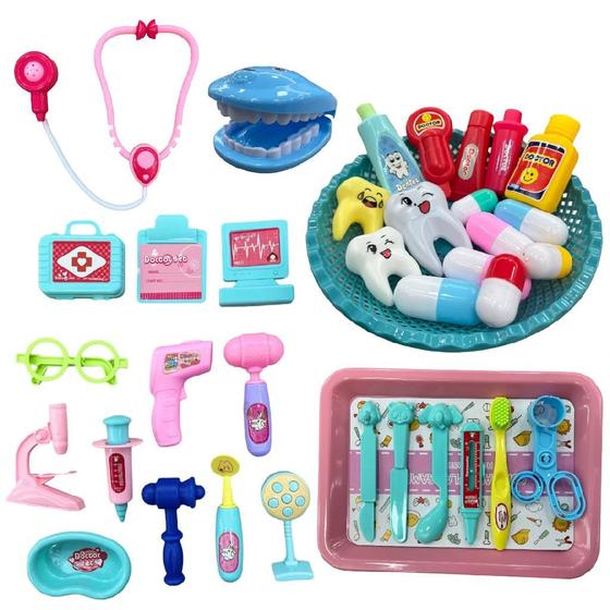 Imagem de Brinquedo Dentista Infantil Educativo Médico Kit Faz De Conta Simulação Odontologia  Meninos Meninas