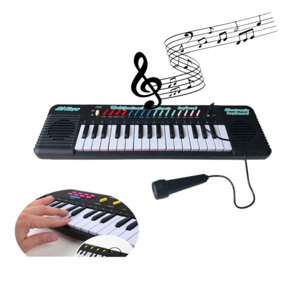 Imagem de Brinquedo Dia Das Criança Teclado Eletrônico Infantil Com Microfone Piano Karaoke