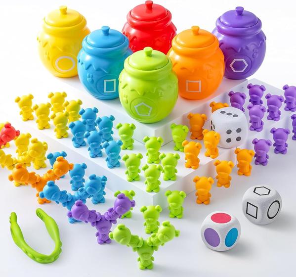 Imagem de Brinquedo Didático JOYIN - Ursinhos Arco-Íris para Contar com Copinhos - 83 Unidades