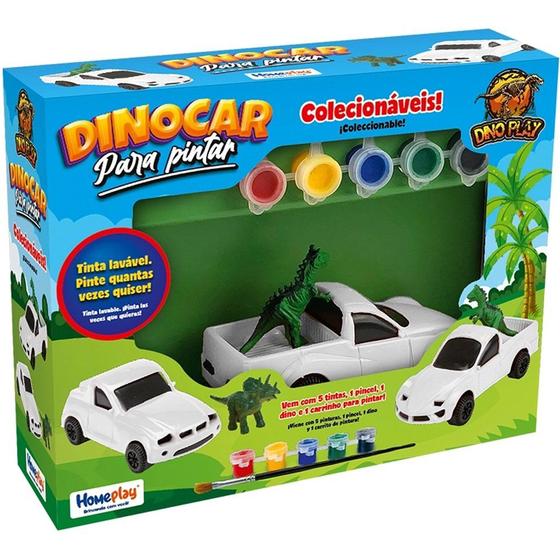 Imagem de Brinquedo Dinocar para Pintar com Tinta e Pincel