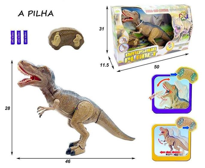 Imagem de Brinquedo Dinossauro Articulado de Controle Remoto - Tiranossauro Rex - Com Luz e Som