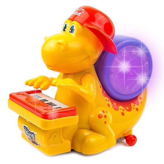 Imagem de Brinquedo Dinossauro Baby Com Piano E Tambor com Luzes e Músicas.