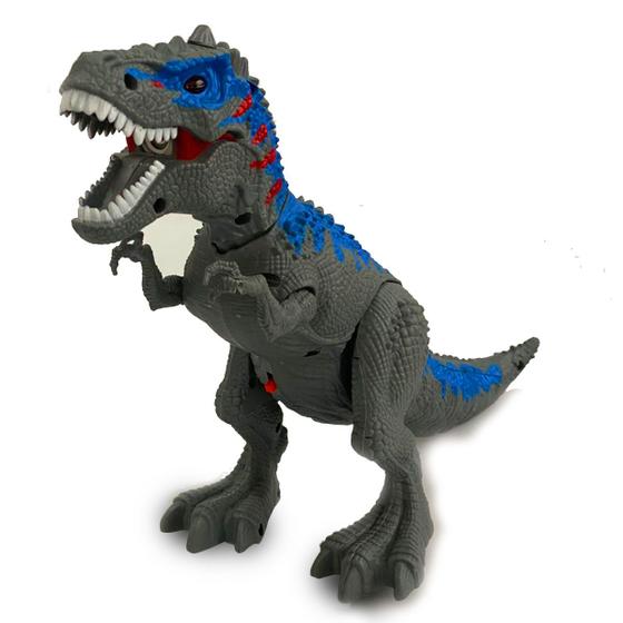 Imagem de Brinquedo Dinossauro Cinza Divertido Rex Articulado Com Movimentos e Som