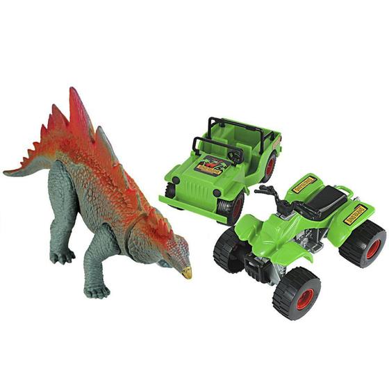 Imagem de Brinquedo Dinossauro Com Jeep  Quadriciclo  Estegossauro - Silmar Brinquedos