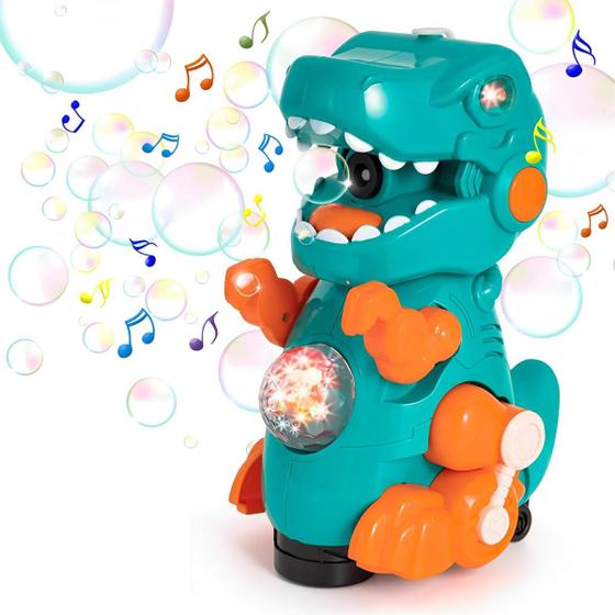 Imagem de Brinquedo Dinossauro Robô Solta Bolha De Sabão Emite Som Luz Infantil Reforçado Resistente Colorido Resistente Divertido