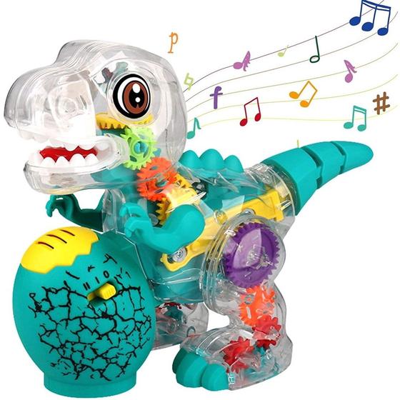 Imagem de Brinquedo Dinossauro Transparente Engrenagens Coloridas