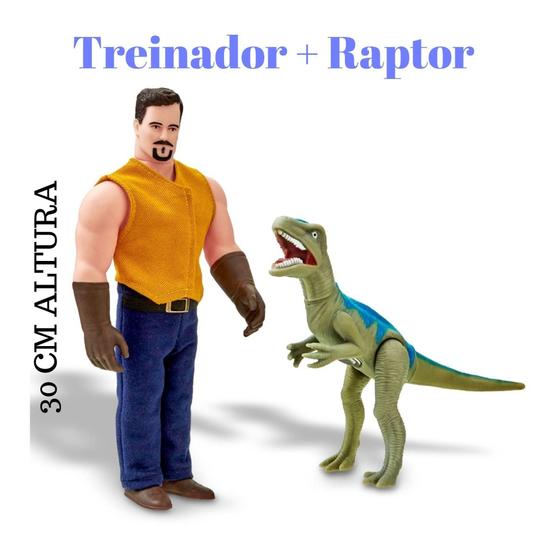 Imagem de Brinquedo dinossauro velociraptor e boneco 30 cm menino - Adijomar Brinquedos