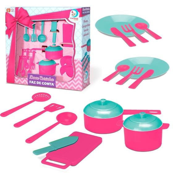 Imagem de Brinquedo Doce Cozinha Infantil Acessórios Faz De Conta Para Meninas Rosa Cardoso Toys