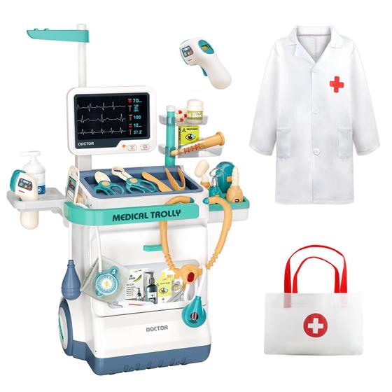 Imagem de Brinquedo Doctor Kit Deejoy para crianças com carrinho médico e 28 acessórios