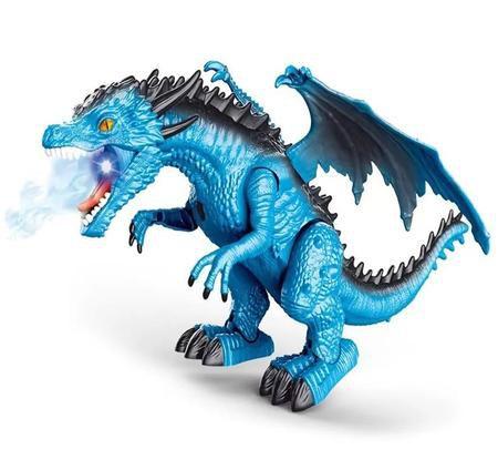 Imagem de Brinquedo Dragão Azul Com Controle remoto Som Luz Vapor