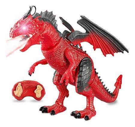 Imagem de Brinquedo Dragão Dinossauro Controle Remoto Solta Fumaça