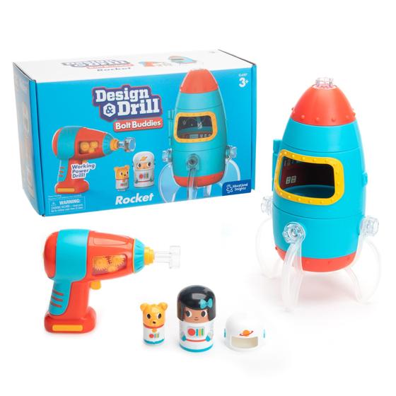 Imagem de Brinquedo Educacional Design & Drill Bolt Buddies Rocket - Kit de Parafusos com Furadeira Elétrica - STEM para Crianças a partir de 3 Anos