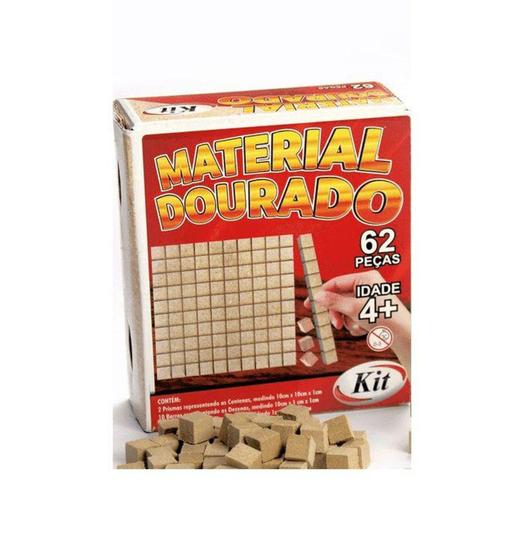 Imagem de Brinquedo Educacional Material Dourado 62Pcs - Kit