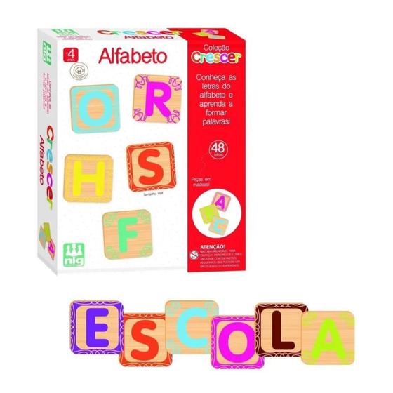 Imagem de Brinquedo Educativo Alfabeto Madeira Crescer Nig Brinquedos