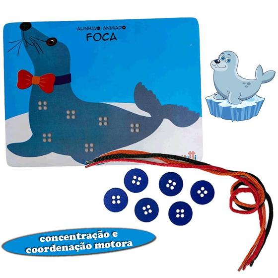 Imagem de Brinquedo Educativo Alinhavo Educação Infantil Foca Azul