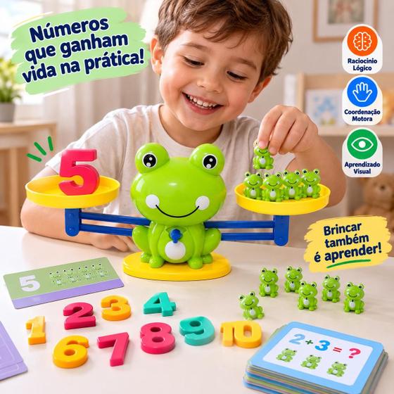 Brinquedo Educativo Balança Equilíbrio dos Sapos Matemática Numérica Adição Subtração Jogo Infantil - ARK TOYS