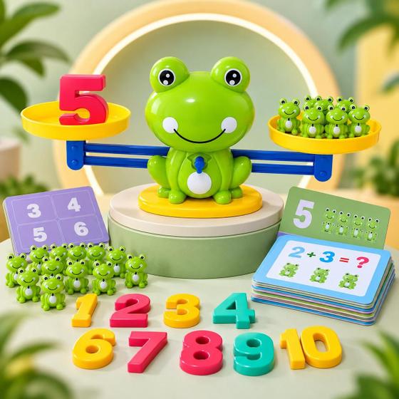 Brinquedo Educativo Balança Equilíbrio dos Sapos Matemática Numérica Adição Subtração Jogo Infantil - ARK TOYS