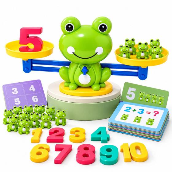 Brinquedo Educativo Balança Equilíbrio dos Sapos Matemática Numérica Adição Subtração Jogo Infantil - ARK TOYS