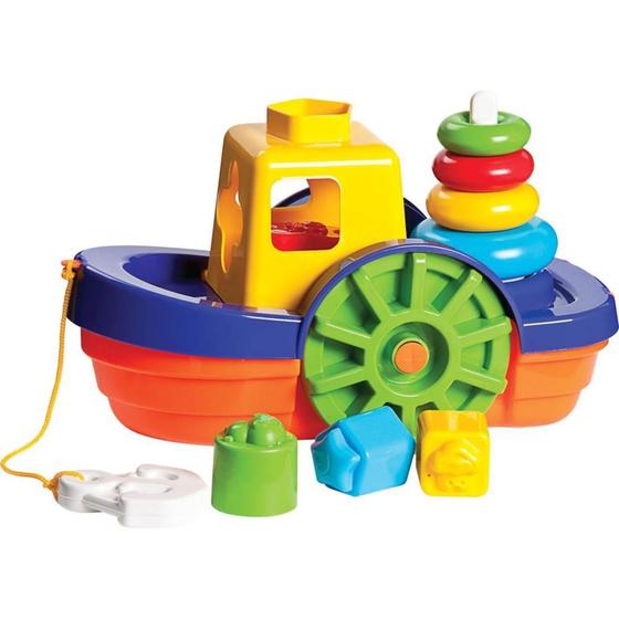 Imagem de Brinquedo educativo barco didatico c/blocos e anco