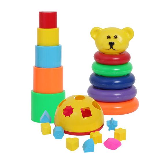 Imagem de Brinquedo Educativo Bebê Encaixar Montar Argolas Colorido