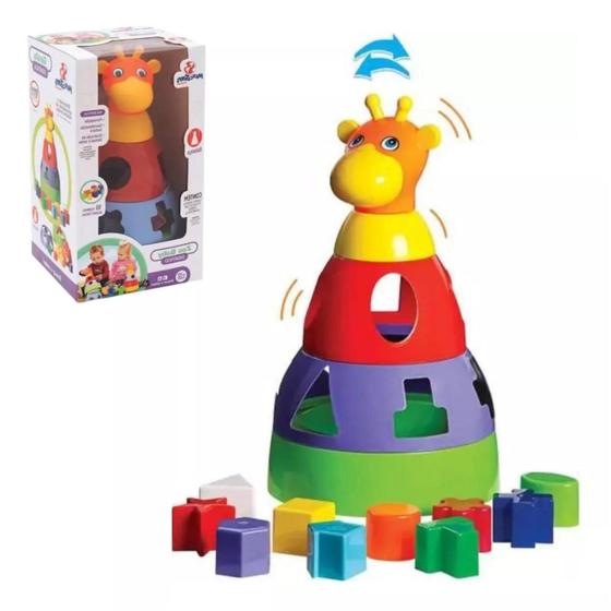 Imagem de Brinquedo Educativo Bebê Girafa Didática Encaixe Peças