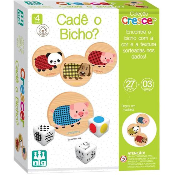 Imagem de Brinquedo educativo cade o bicho em madeira 27pcs nig brinquedos