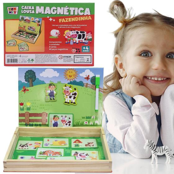 Imagem de Brinquedo Educativo Caixa  Lousa Magnetica Fazendinha 90 Peças