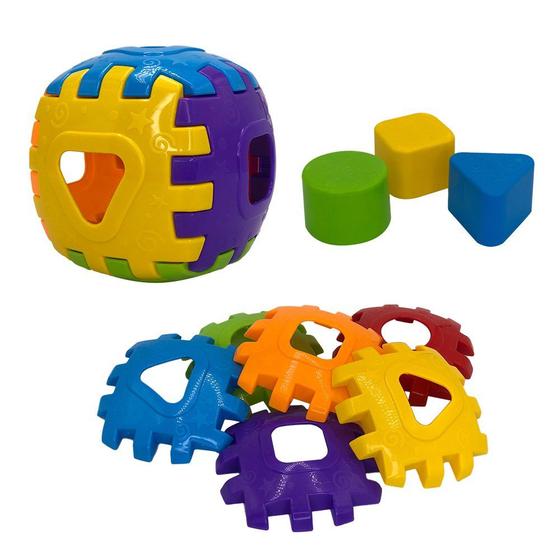 Imagem de Brinquedo Educativo Cubo Didático Monta e Desmonta com 3 Peças de Encaixar Menino Menina - Colorid