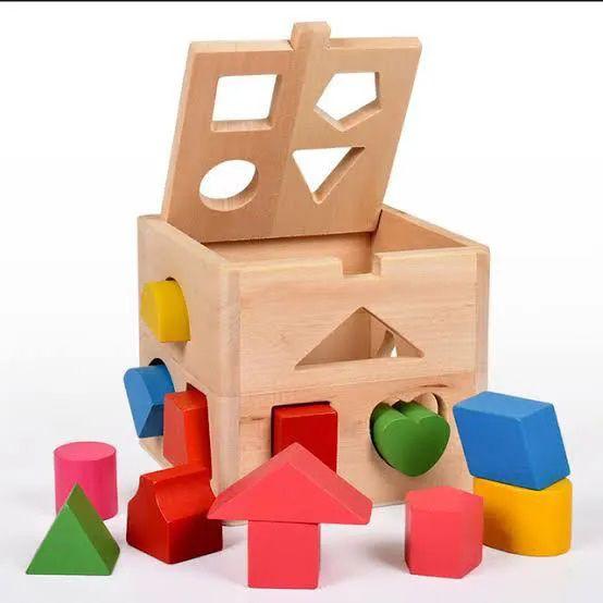 Imagem de Brinquedo Educativo Cubo Encaixe Passa Forma De Madeira - 174282