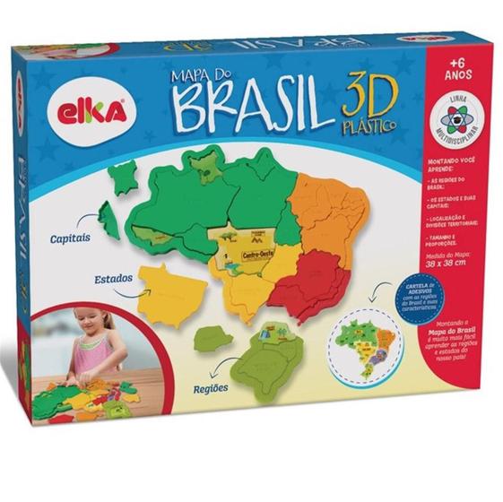 Imagem de Brinquedo Educativo Didático Mapa Do Brasil 3D Elka