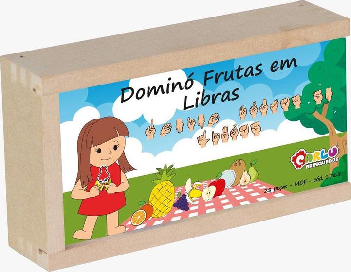 Brinquedo Educativo Domino De Frutas Em Libras Em MDF 28 Peças - Carlu Menor preço em Brinquedo Educativo Domino De Frutas Em Libras Em MDF 28 Peças - Carlu