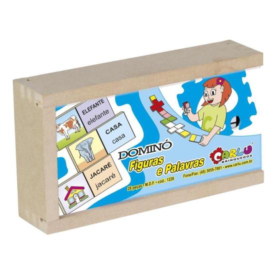 Imagem de Brinquedo Educativo Domino Figuras e Palavras Mdf 28 Peças