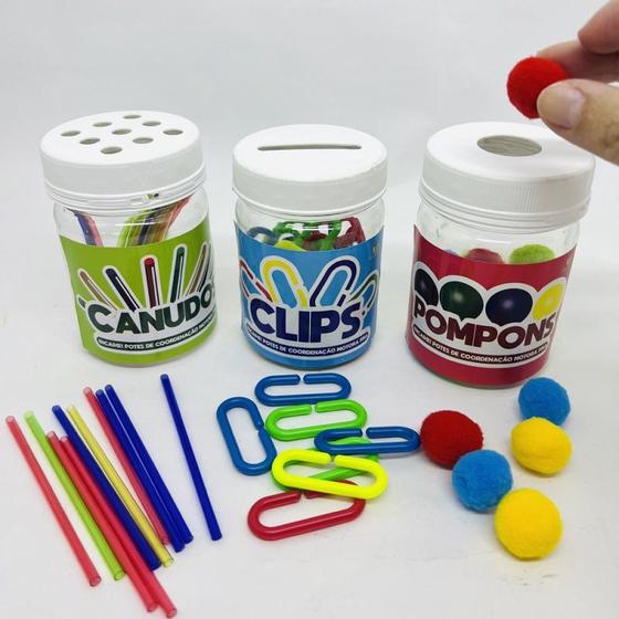 Imagem de Brinquedo Educativo Encaixe: Pompons, Canudos e Clips