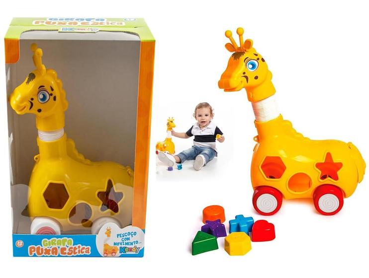 Imagem de Brinquedo Educativo Girafa Didática Puxa Estica Pescoço 7Pç