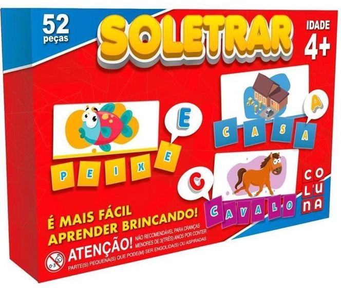 Brinquedo Educativo Infantil Jogo Pedagógico Soletrar 52 Peças Menor preço em Brinquedo Educativo Infantil Jogo Pedagógico Soletrar 52 Peças