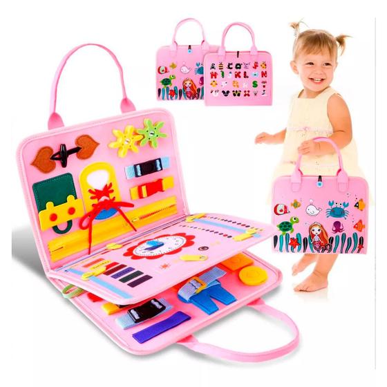 Imagem de Brinquedo Educativo Infantil Maleta de Atividades Aprendizados Pedagógica Montessori Sensorial Diversão para Bebês Crianças