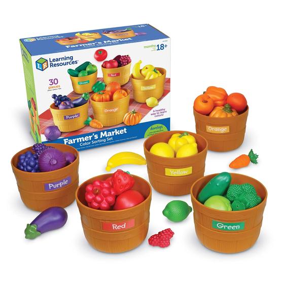Imagem de Brinquedo Educativo Learning Resources: Conjunto de Classificação de Cores do Mercado do Fazendeiro (30 Peças)