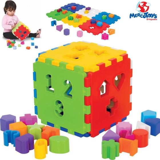 Imagem de Brinquedo Educativo para Bebê Encaixar Montar Cubo Didático