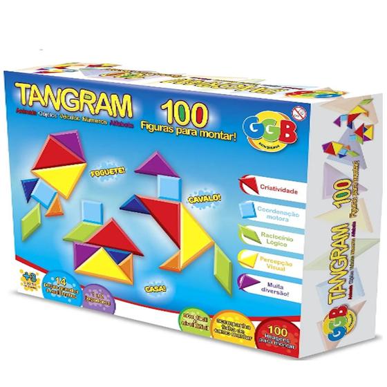 Imagem de Brinquedo Educativo Pedagogico Tangram Colorido 14 Peças