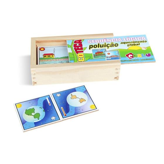 Imagem de Brinquedo Educativo Sequençia Lógica Poluicao / Aq. Global Em Mdf Com 16 Peças