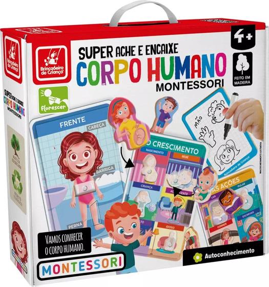 Imagem de Brinquedo Educativo - Super Ache e Encaixe - Corpo Humano - MDF - Brincadeira de Criança