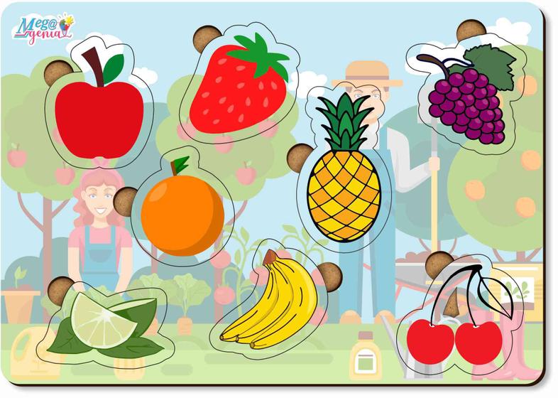 Imagem de Brinquedo educativo tabuleiro encaixe frutas mdf - mega impress