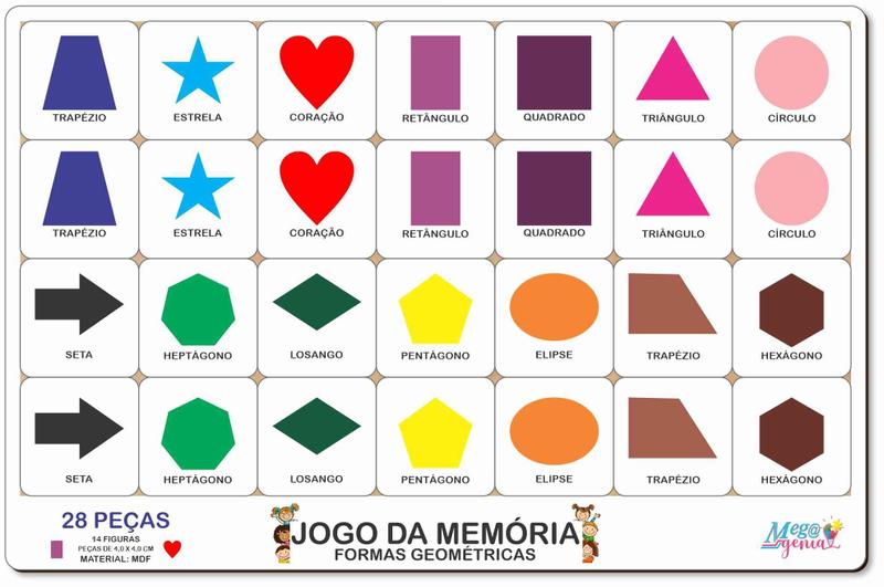 Imagem de Brinquedo educativo tabuleiro jogo da memória formas mdf - mega impress