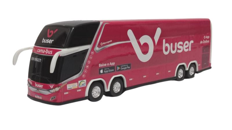 Imagem de Brinquedo Em Miniatura Ônibus Buser Pink 2 Andares 1/43