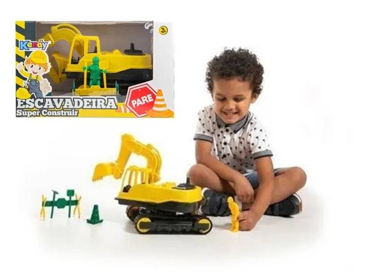 Brinquedo Escavadeira Super Construir Completo Grande/Kendy - Trator de ...