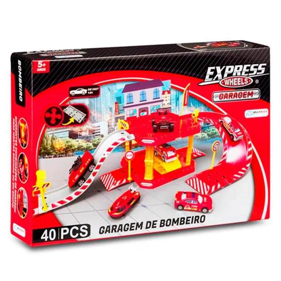 Imagem de Brinquedo express wheels garagem bombeiro 40 pecas