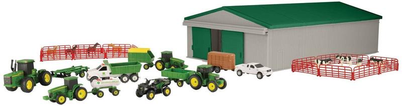 Imagem de Brinquedo Fazenda John Deere 70-pçs com Galpão, Tratores, Caminhões e Animais de Plástico